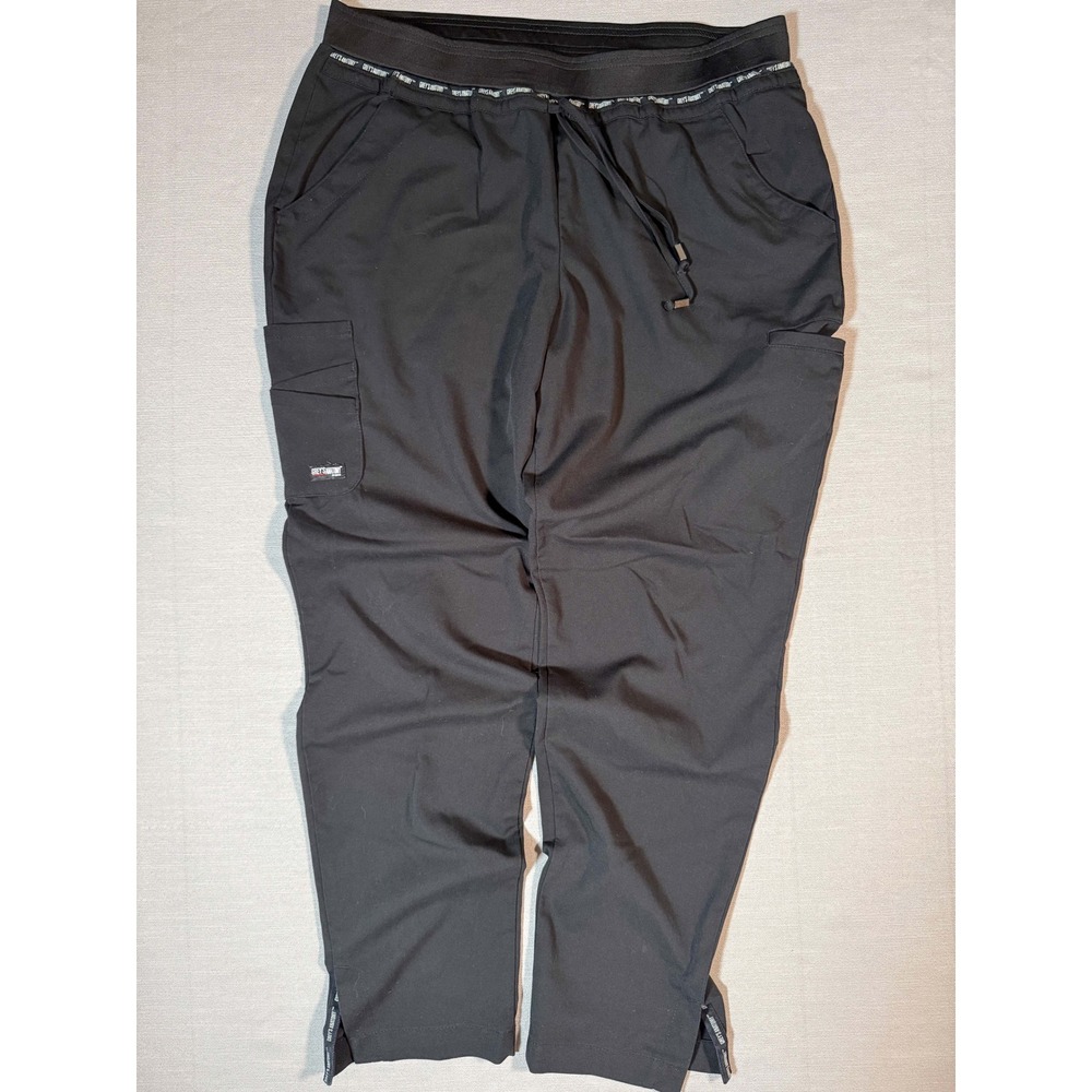 Greys Anatomy Spandex Stretch Scrub Pants Black Cargo Jogger Womens Large L